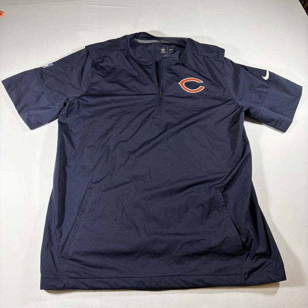 Chicago Bears Nike Short Sleeve On-Field 1/4 Zip Pullover Jacket Blue Large NFL